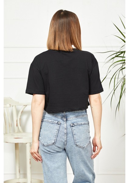 Baskılı Crop T-Shirt