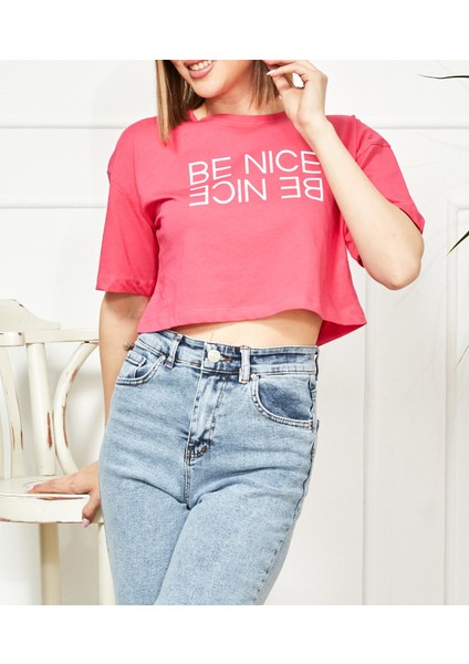 Baskılı Crop T-Shirt