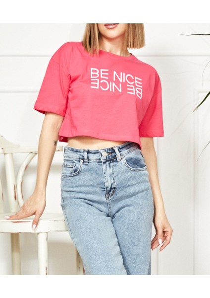 Baskılı Crop T-Shirt