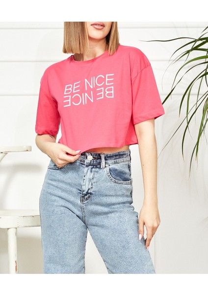 Baskılı Crop T-Shirt