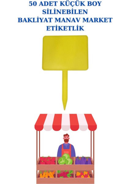 50 Adet Küçük Boy Yaz Sil Sapla Bakliyat Etiketliği Manav Etiketliği Pazarcı Etiketi