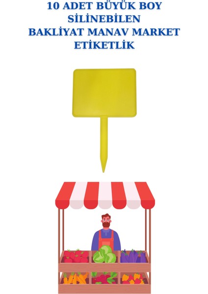 10 Adet Büyük Boy Yaz Sil Sapla Bakliyat Etiketliği Manav Etiketliği Pazarcı Etiketi