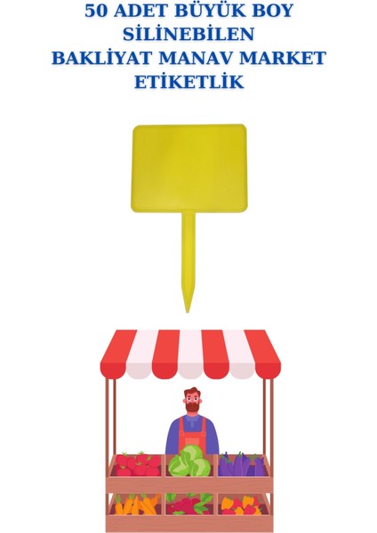 50 Adet Büyük Boy Yaz Sil Sapla Bakliyat Etiketliği Manav Etiketliği Pazarcı Etiketi