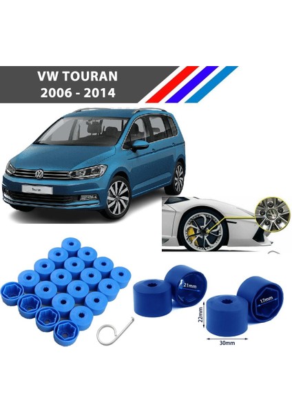 - Vw Touran Bijon Civata Kapağı Mavi Renk 20 Adetli Set 17MM 1K06011739B9