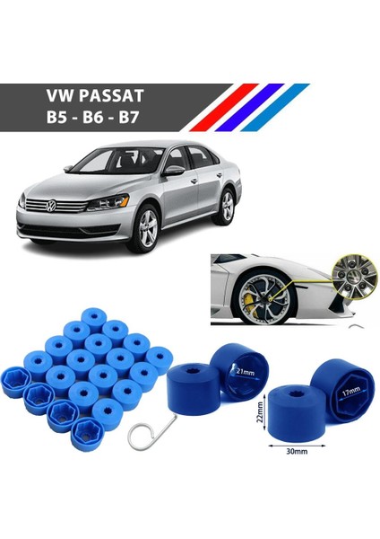 - Vw Passat Bijon Civata Kapağı Mavi Renk 20 Adetli Set 17MM 1K06011739B9