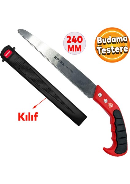 Rodex Budama Testeresi Kılıflı 240 mm Çelik Düz Ağaç Dal Bağ El Testeresi fiyatları