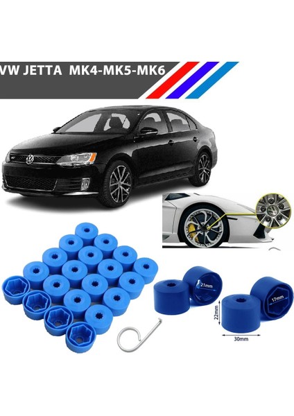 - Vw Jetta Bijon Civata Kapağı Mavi Renk 20 Adetli Set 17MM 1K06011739B9