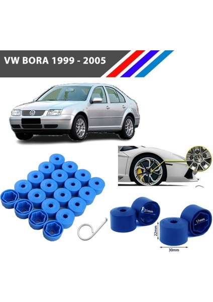 - Vw Bora Bijon Civata Kapağı Mavi Renk 20 Adetli Set 17MM 1K06011739B9