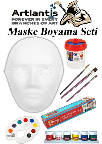 Maske Boyama Seti 1 Adet Boyanabilir Maske Karton Lastikli Insan Yüzü Suratı Okul Sınıf Etkinlikleri Hobi 19X24 cm