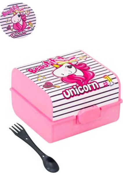 Unicorn Desenli 3 Bölmeli Kilitli Çatal-Kaşıklı Okul Beslenme Kabı fiyatları