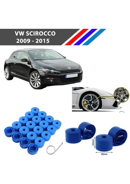 - Vw Scirocco Bijon Civata Kapağı Mavi Renk 20 Adetli Set 17MM 1K06011739B9