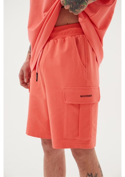 Relaxed Kargo Cepli Basic Şort Pembe