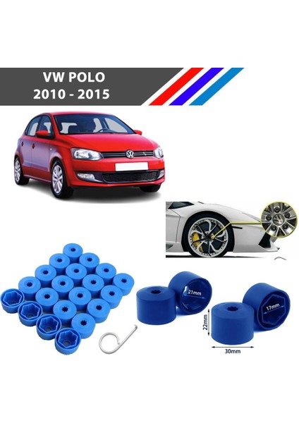 - Vw Polo Bijon Civata Kapağı Mavi Renk 20 Adetli Set 17MM 1K06011739B9