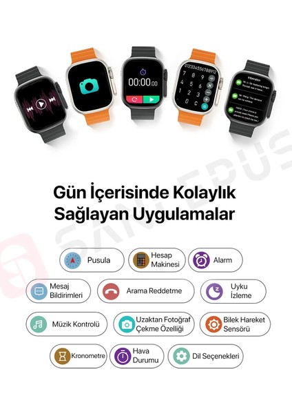 Watch H11+ Ultra Plus Vidalı Sürekli Açık (Kadran) Ekran Hd 49MM Akıllı Saat