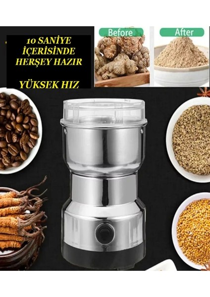 Kitchen Stuff Elektrikli Kahve ve Baharat Öğütücü Çelik Öğütücü Değirmen Ev Tipi