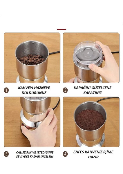 Kitchen Stuff Elektrikli Kahve ve Baharat Öğütücü Çelik Öğütücü Değirmen Ev Tipi