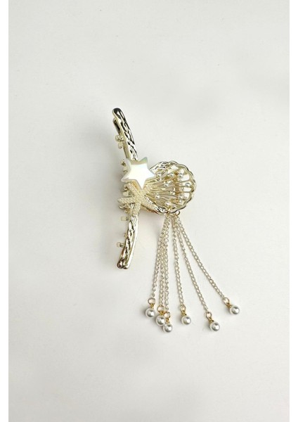 Incili Deniz Yıldızı Detaylı Sallantılı Mandal Toka 9cm fiyatları