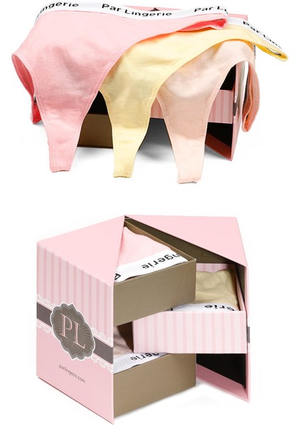 Kadın 3lü Strıng Tanga Pembe-Sarı-Somon indirimleri