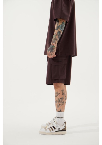 Oversize Kargo Cepli Basic Şort Kahve fiyatları