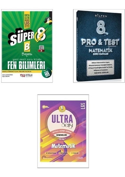 8. Sınıfı Yeni Süper Fen Soru + Bilfen LGS Pro Test Matematik + Palme Yayınevi