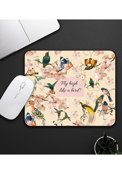 Fly High Like A Bird! Tasarım Kuş Motifli Mouse Pad 23X19CM Fare Altlığı Kaydırmaz Taban DE584