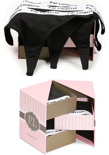 Kadın 3lü Strıng Tanga Siyah