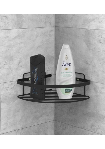 Tema Tek Katlı Köşelik Banyo Rafı Şampuanlık Mat Siyah Paslanmaz modelleri