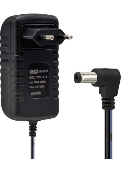 12.6 Volt- 2 Amper 5.5x2.5 Uçlu Yerli Üretim Kırmızı Yeşil Ledli Priz Tipi Şarj Adaptörü