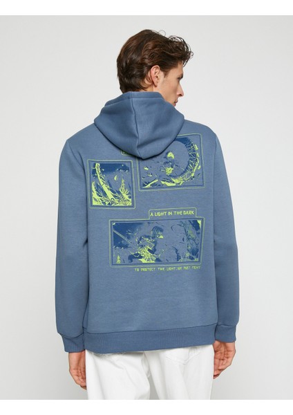 Baskılı Kapşonlu Sweatshirt