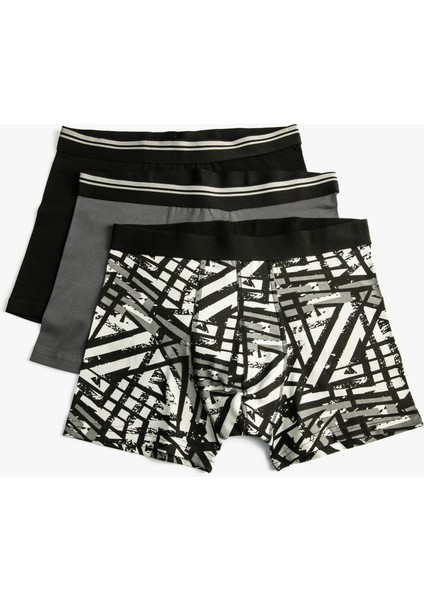 3'lü Boxer Seti Baskılı Beli Lastikli Pamuklu