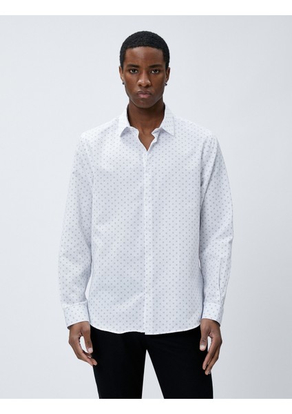 Spor Gömlek Geometrik Detaylı Klasik Yaka Slim Fit Non Iron modelleri
