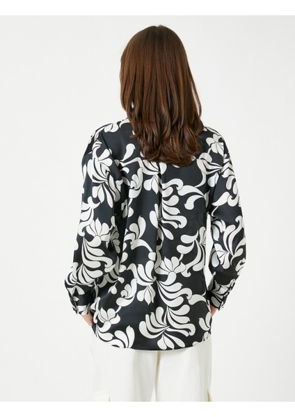 Çiçekli Saten Gömlek Cep Detaylı fırsatları