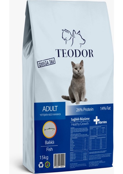 15KG Adult Balıklı %26 Protein Kedi Maması