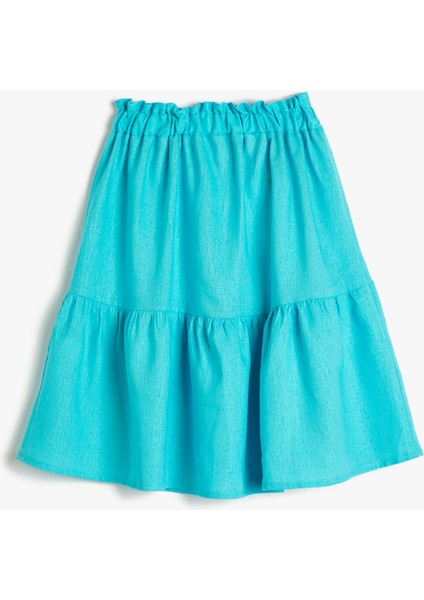 Midi Etek Katlı Beli Lastikli Keten Karışımlı fiyatları