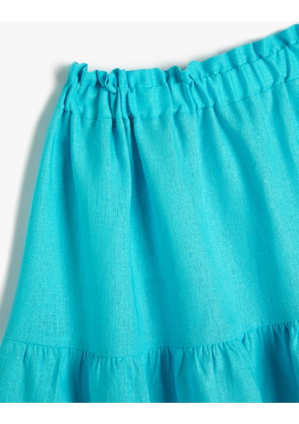 Midi Etek Katlı Beli Lastikli Keten Karışımlı modelleri