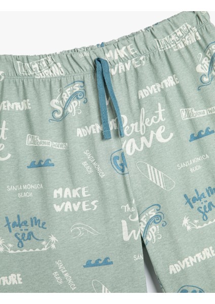 Şort Beli Bağlamalı Baskılı Pamuklu modelleri