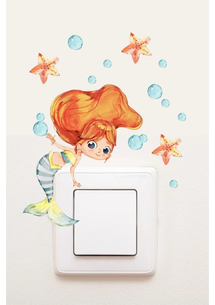Priz- Deniz Kızı Baloncuklar Dekoratif Priz Sticker