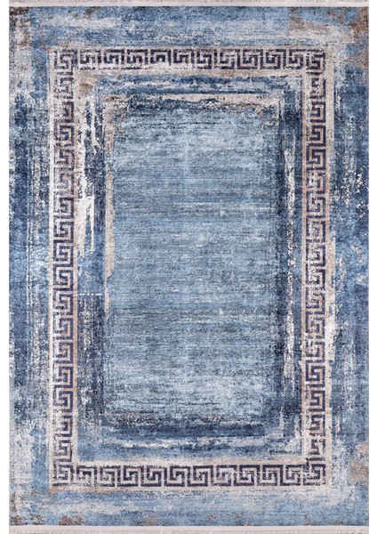 Scyokino Mavi Modern Dijital Baskı Halı