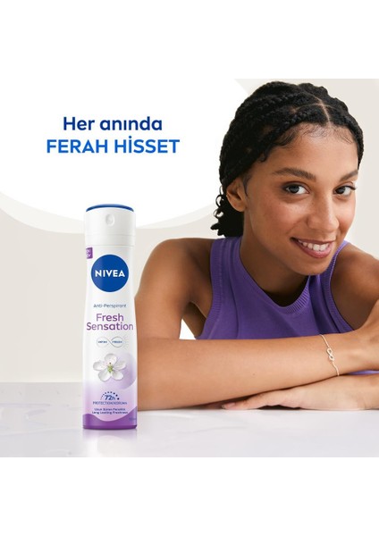 Fresh Sensation Kadın Sprey Deodorant 150 ml -72 Saat Anti-Perspirant Koruma Uzun Süren Ferahlık