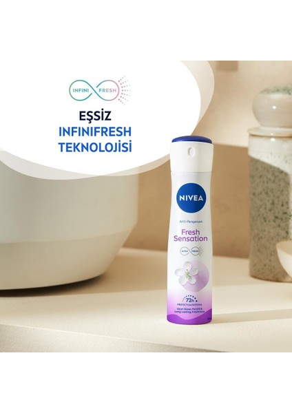 Fresh Sensation Kadın Sprey Deodorant 150 ml -72 Saat Anti-Perspirant Koruma Uzun Süren Ferahlık