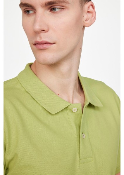 Erkek Polo Yaka Slim Fit Düz Pamuk Pike Yeşil Tişört modelleri
