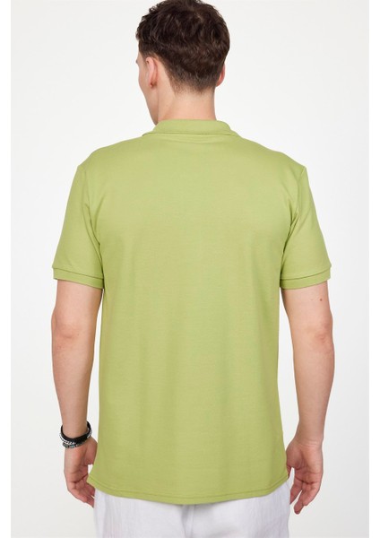 Erkek Polo Yaka Slim Fit Düz Pamuk Pike Yeşil Tişört fırsatları