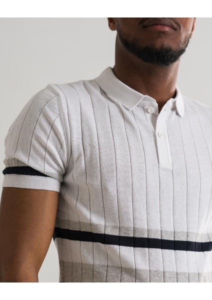 Slimfit Polo Yaka Likralı Çizgili Triko Kumaş Yazlık Spor Erkek T-Shirt modelleri