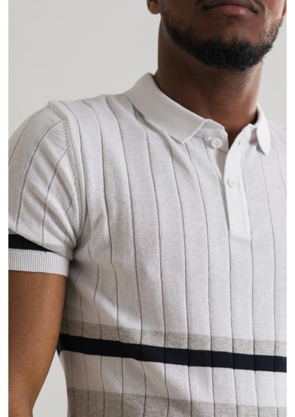 Slimfit Polo Yaka Likralı Çizgili Triko Kumaş Yazlık Spor Erkek T-Shirt indirimleri