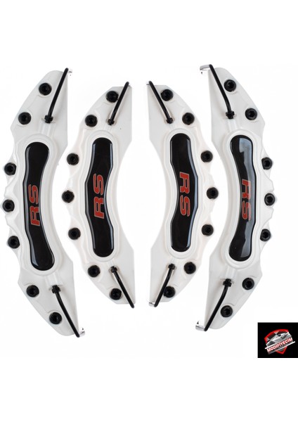 Ford Rs Kırmızı Yapıştırma Logolu Kaliper Kapağı 4'lü Set Beyaz