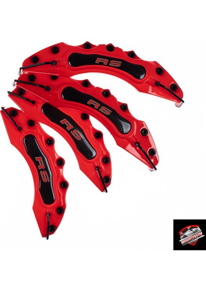 Ford Rs Kırmızı Yapıştırma Logolu Kaliper Kapağı 4'lü Set Kırmızı