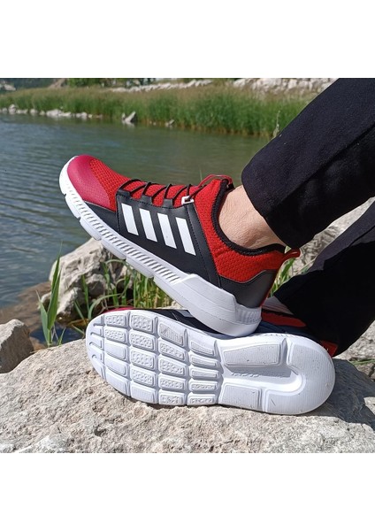 354 Kırmızı-Siyah Memoryfoam Bağacaksız Spor Ayakkabı