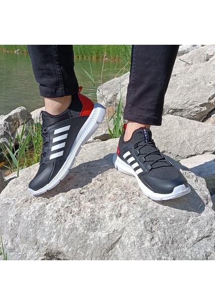 354 Kırmızı-Siyah Memoryfoam Bağacaksız Spor Ayakkabı