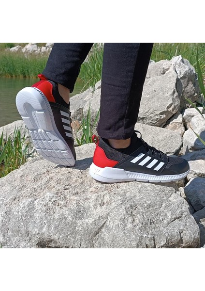 354 Kırmızı-Siyah Memoryfoam Bağacaksız Spor Ayakkabı