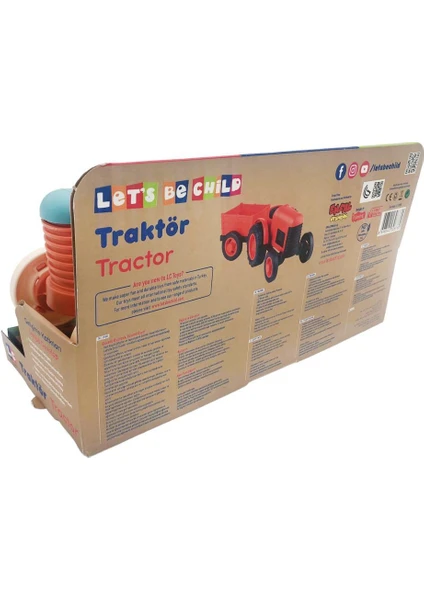 Let's Be Child Römorklu Sürtmeli Plastik Traktör LC-30878 Açık Yeşil-Turuncu